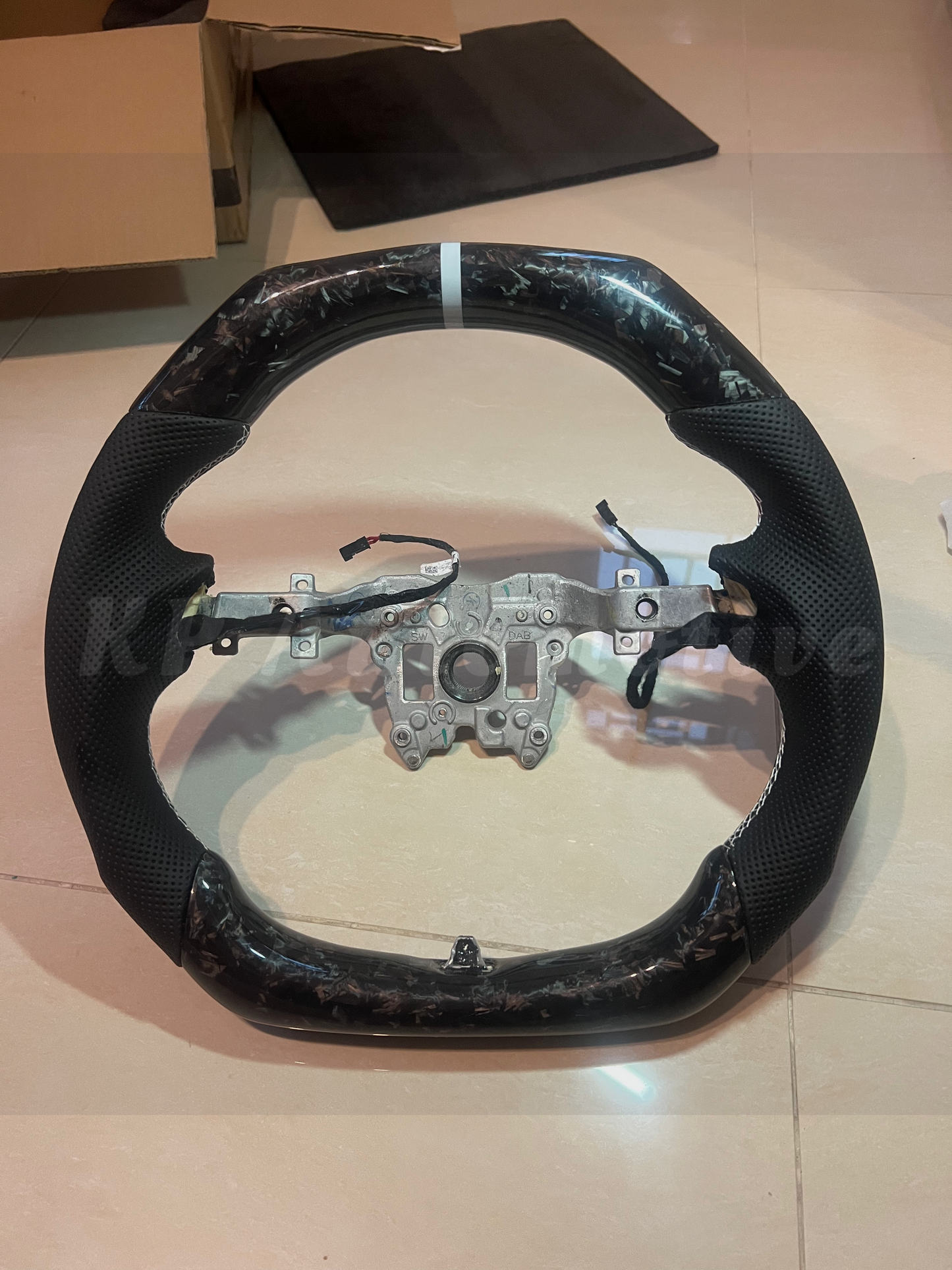 Model 3 Highland Gloss Forged Carbon Steering Wheel (Perforated Leather) - Steering Wheel Only