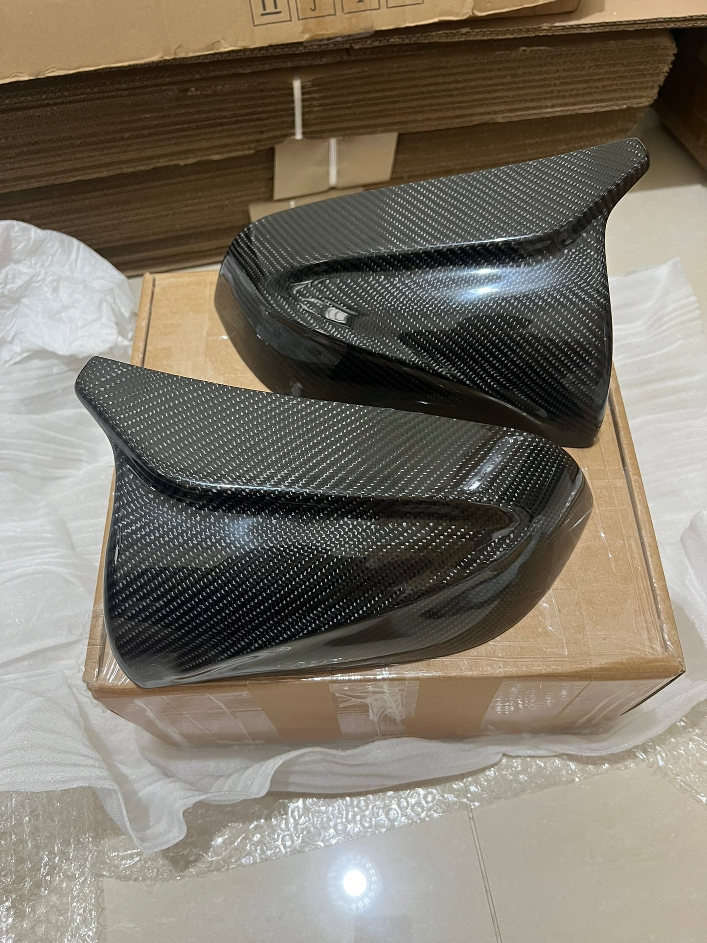 KPA Model 3 M-Style Carbon Fiber Mirror Cap Replacements (Gloss Finish)