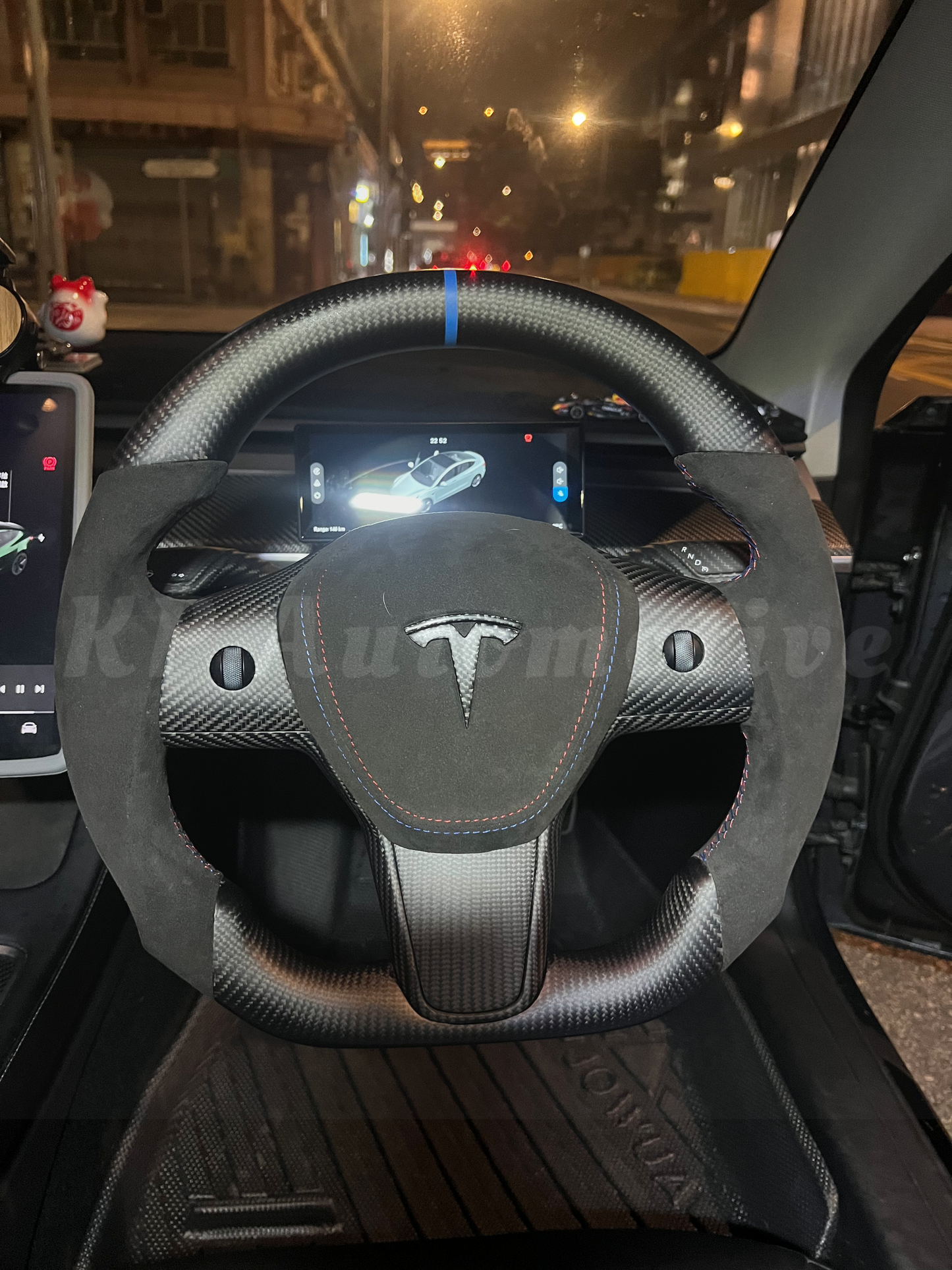 Model Y Matte Carbon Fiber Steering Wheel (Alcantara) - Full Set