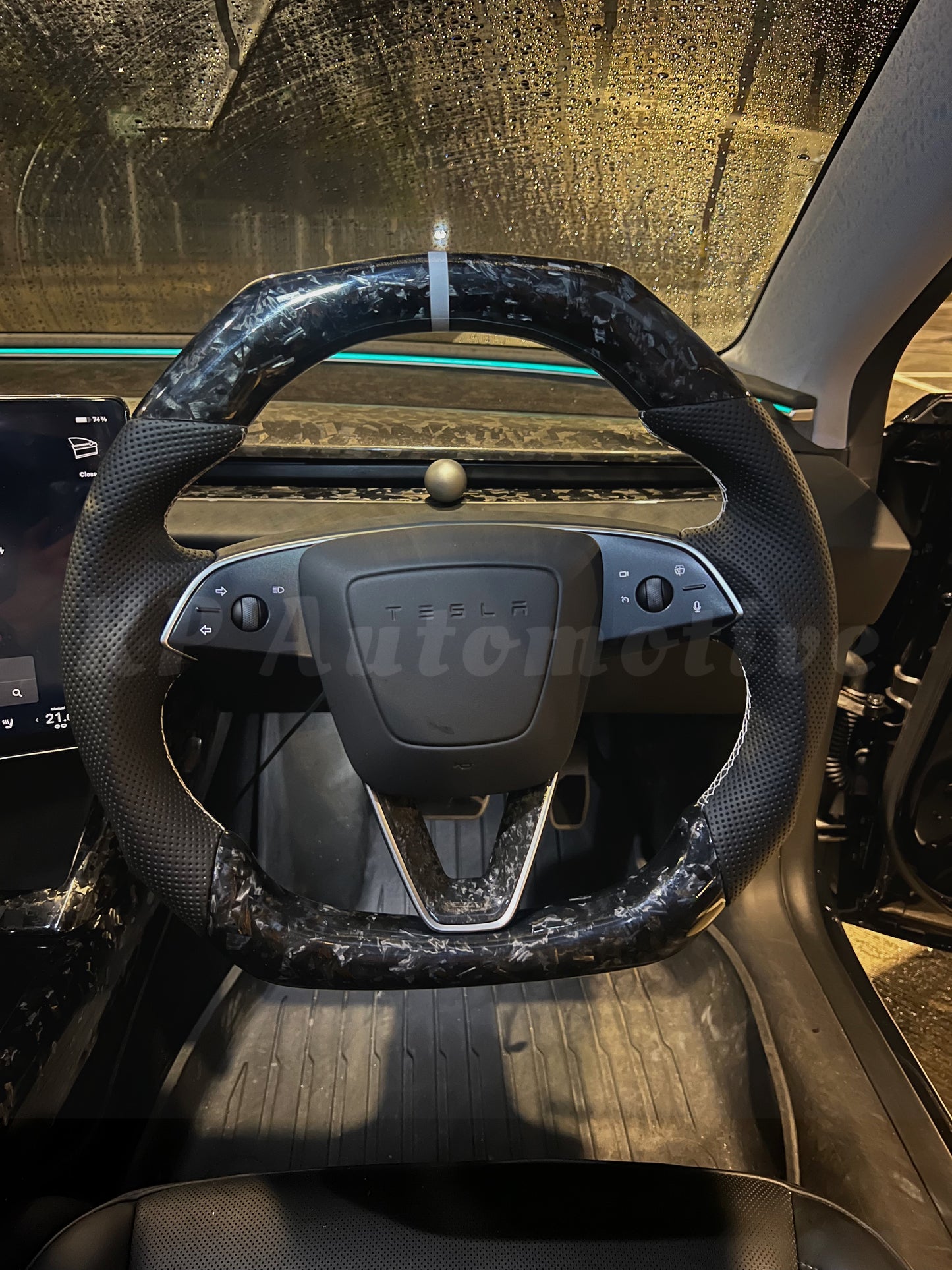 Model 3 Highland Gloss Forged Carbon Steering Wheel (Perforated Leather) - Steering Wheel Only