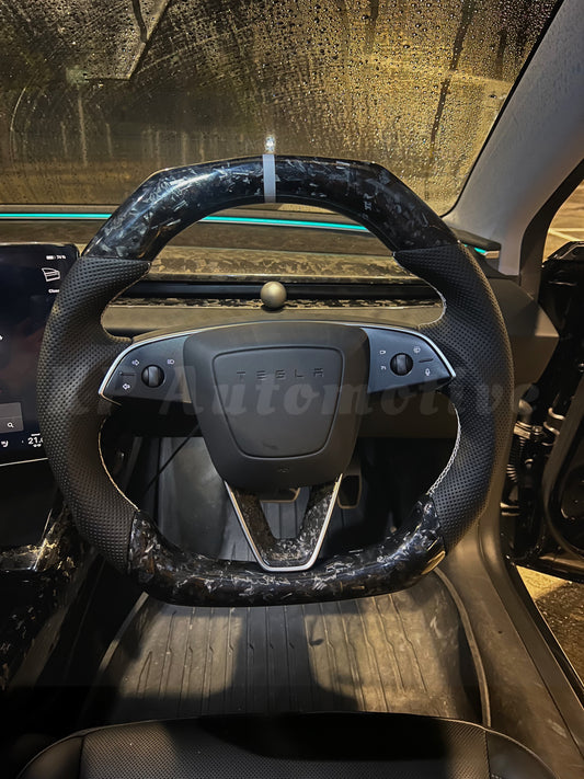 Model 3 Highland Gloss Forged Carbon Steering Wheel (Perforated Leather) - Steering Wheel Only