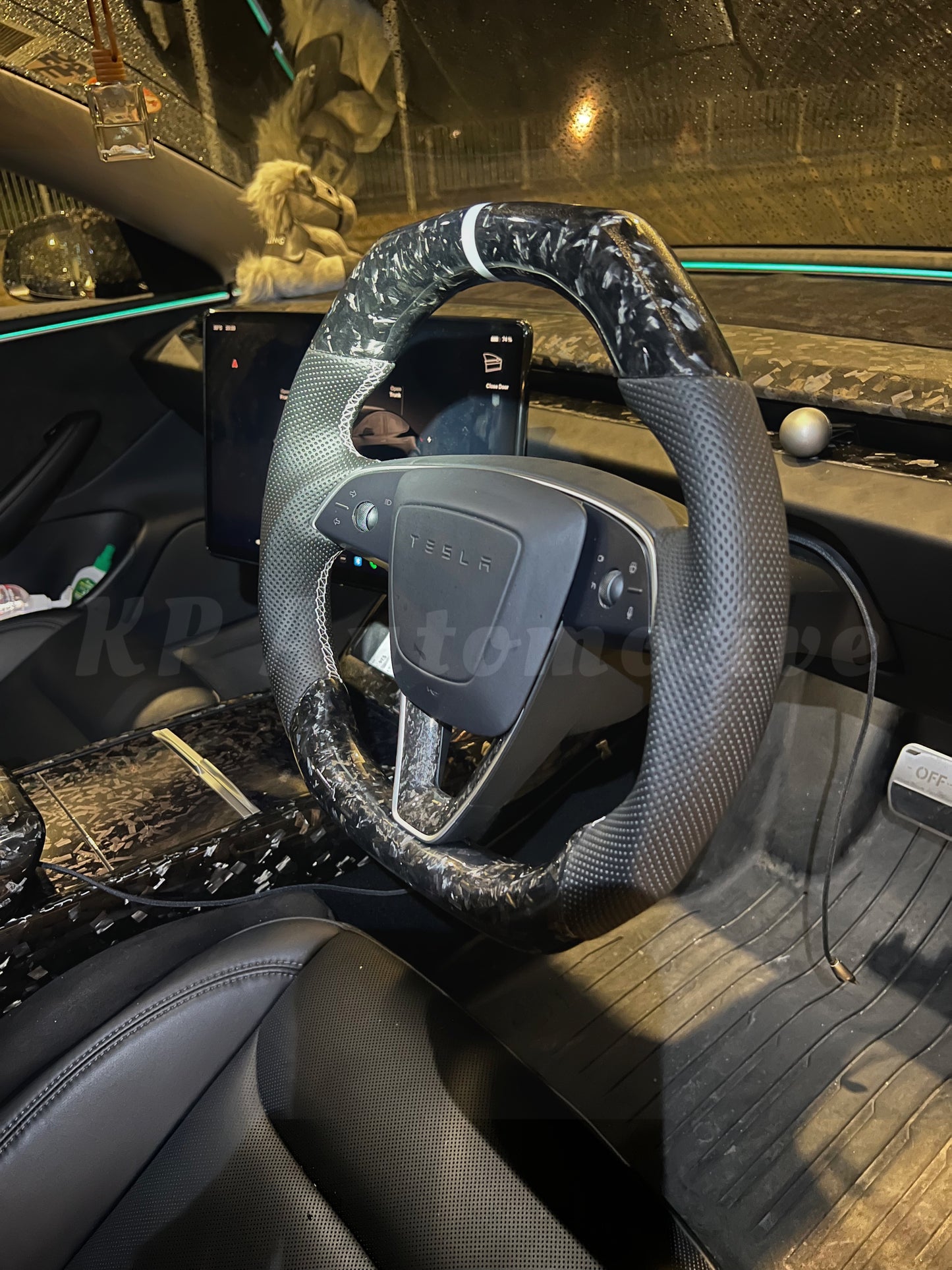 Model 3 Highland Gloss Forged Carbon Steering Wheel (Perforated Leather) - Steering Wheel Only